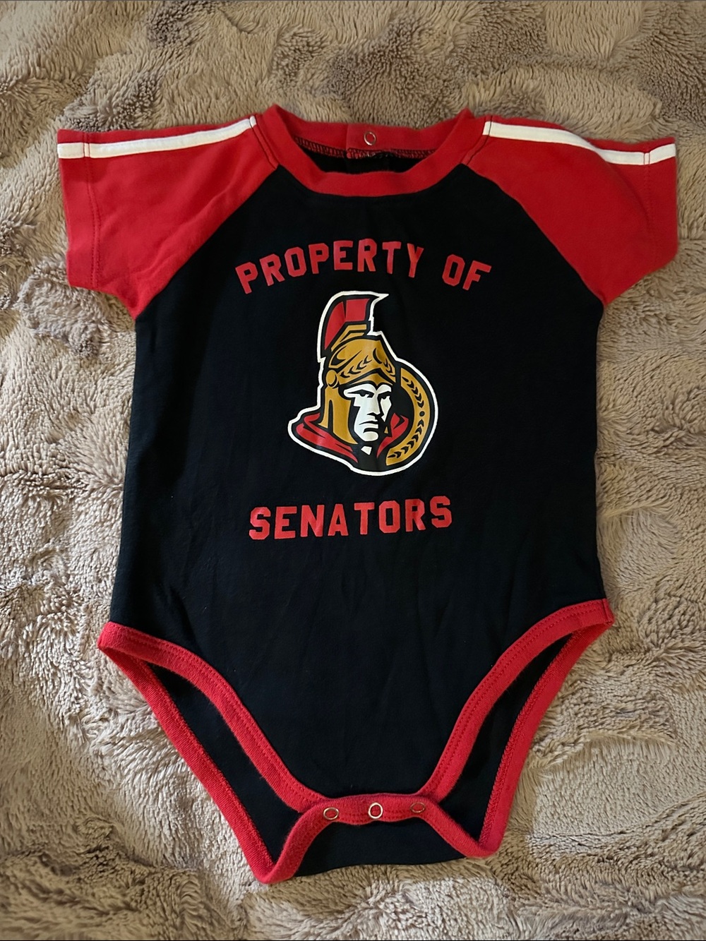 Ottawa Senators Black & Red Baby One-Piece Bodysuit, 12 months